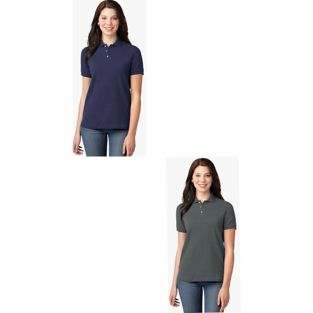 6pcs Port Authority Womens Cotton Polo Navy & Grey NWOT